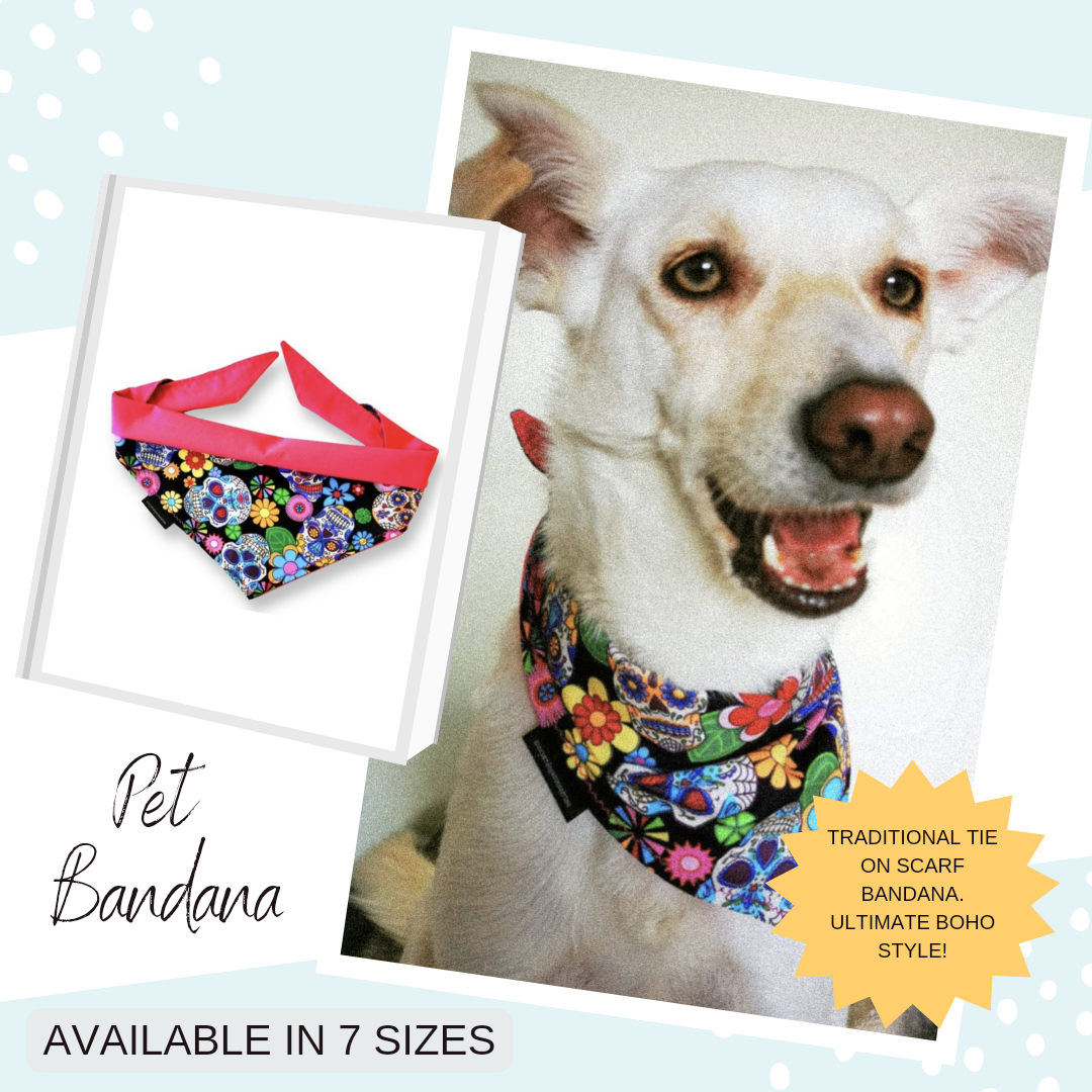 Sugar Skull Dog Bandana | Scarf Tie On Howloween Bandana