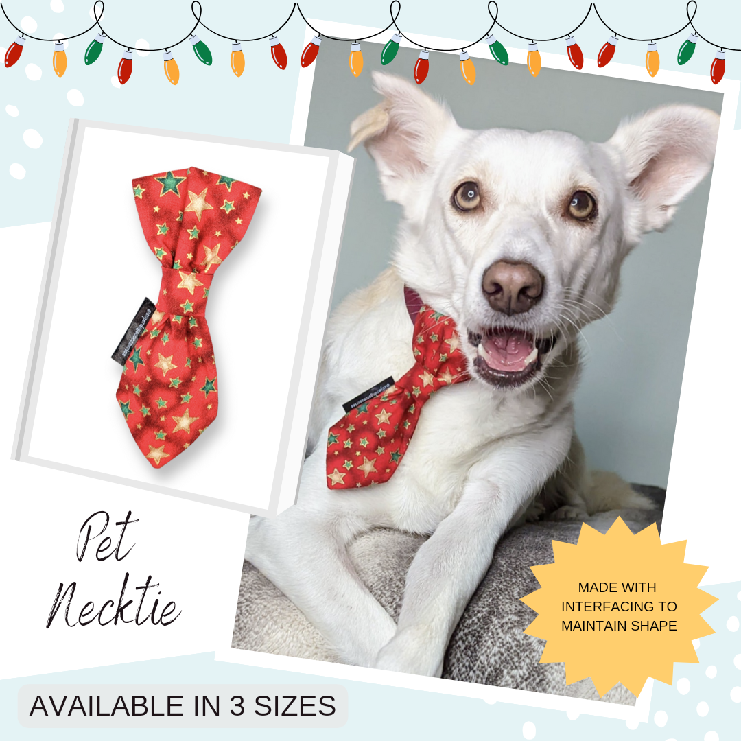 Christmas Red Star Dog Slip On Necktie