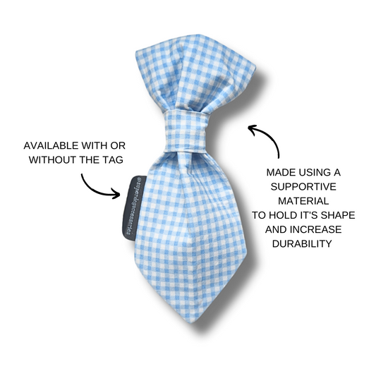 Blue Gingham Dog Necktie (Slides onto Collar)