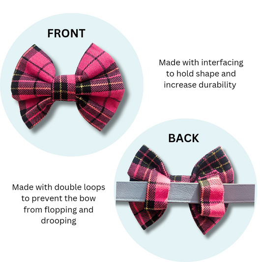 Pink Tartan Gold Lurex Pet Bowtie