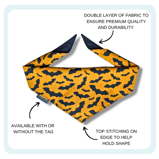 Orange Bat Halloween Dog Bandana | Scarf Tie On Bandana