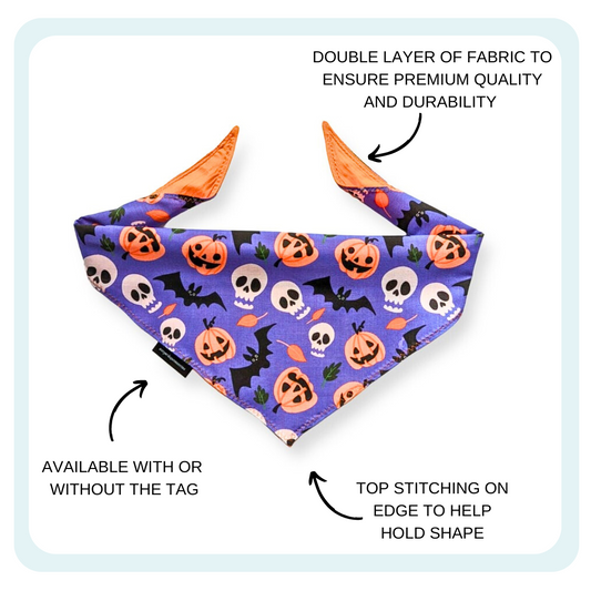 Purple Halloween Dog Bandana | Scarf Tie On Bandana