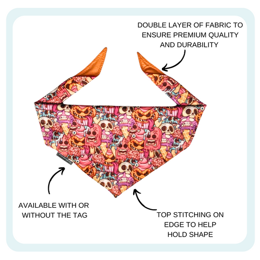 Pink Ice Scream Halloween Dog Bandana | Scarf Tie On Bandana