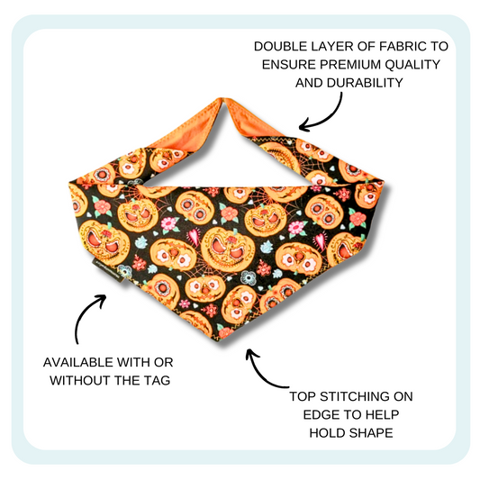Pumpkin Halloween Dog Bandana | Scarf Tie On Bandana