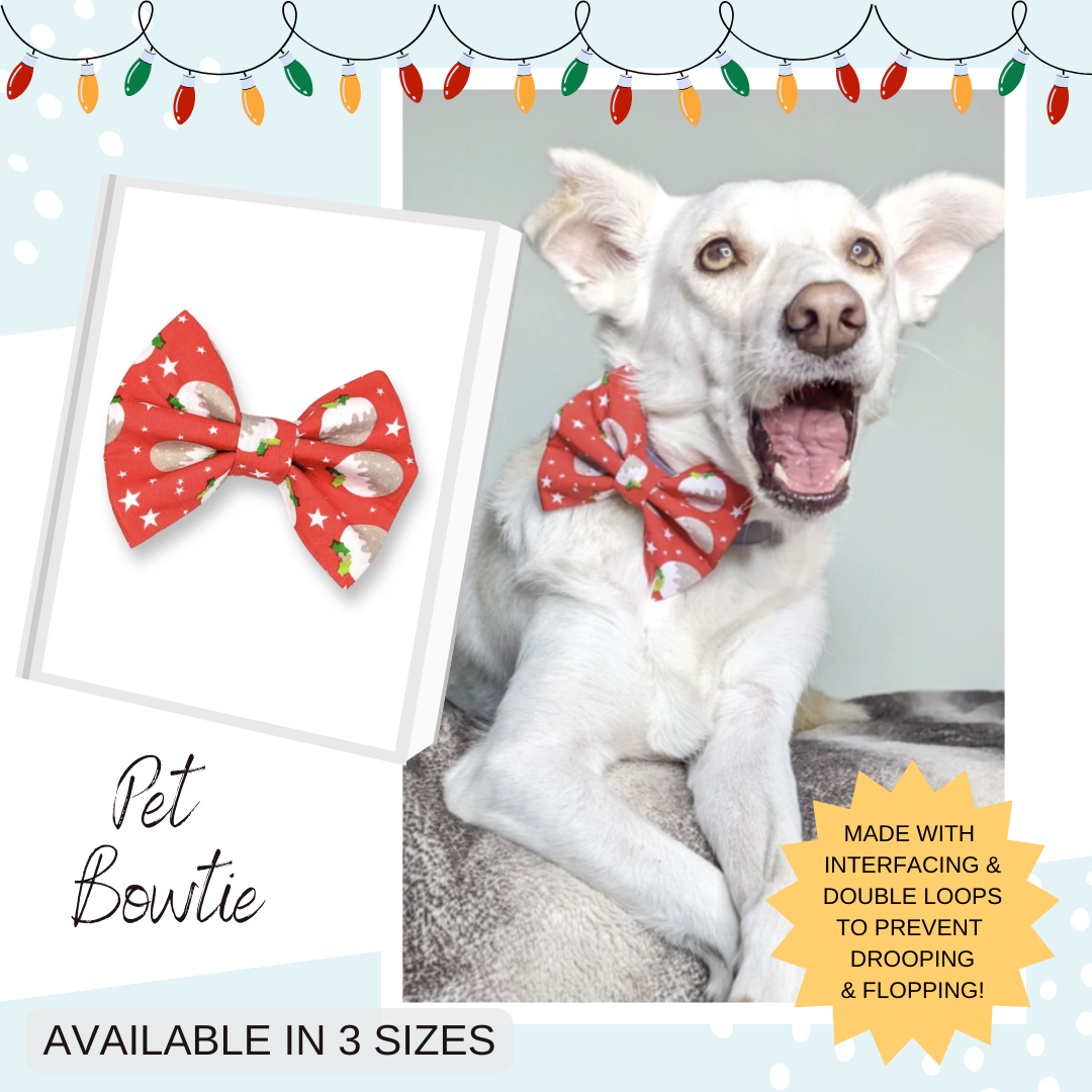 Red Christmas Pudding Pet Bowtie