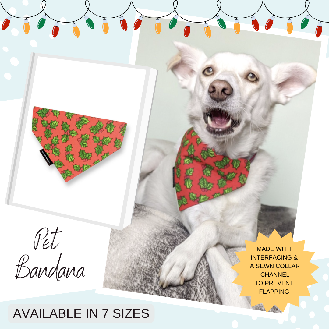 Christmas Red Holly Dog/Cat Slip On Bandana