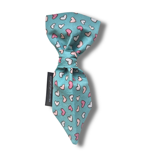Mint Green Heart Dog Tie