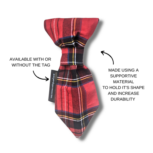 Red Tartan Dog Slip On Necktie