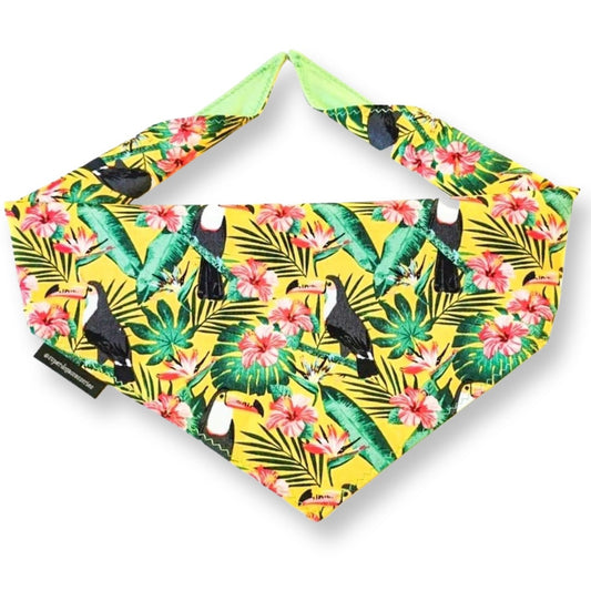 Yellow Toucan Tropical Dog Bandana | Scarf Tie On Dog Scarf