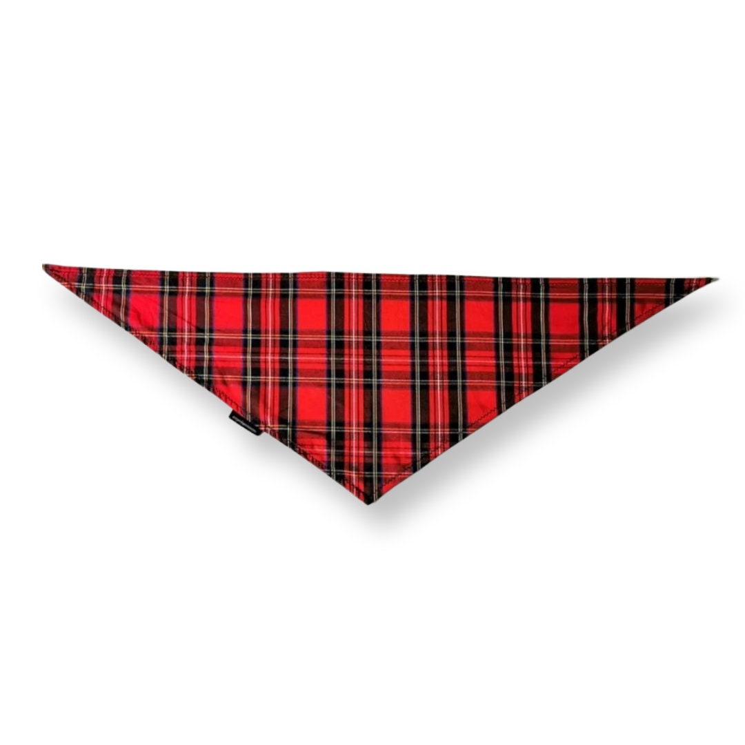 Red Tartan Dog Bandana | Scarf Tie On Dog Scarf
