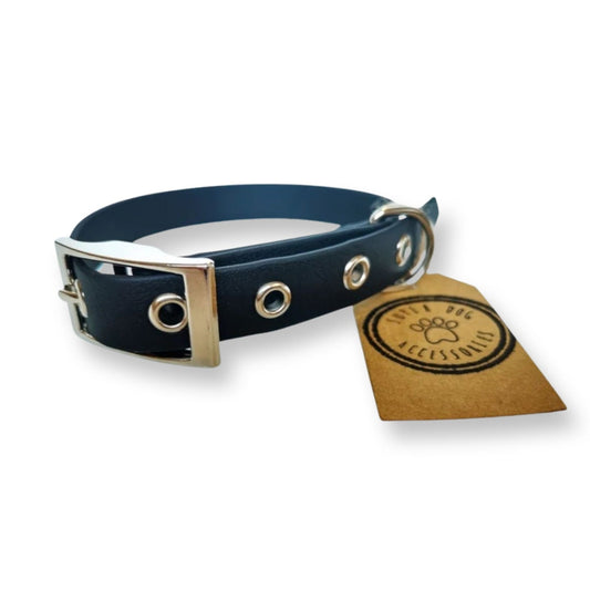 Black Biothane Waterproof Vegan Buckle Dog Collar