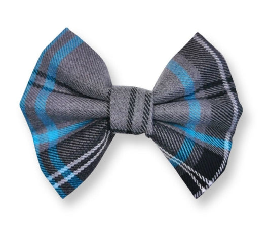 Grey & Blue Tartan Pet Bowtie