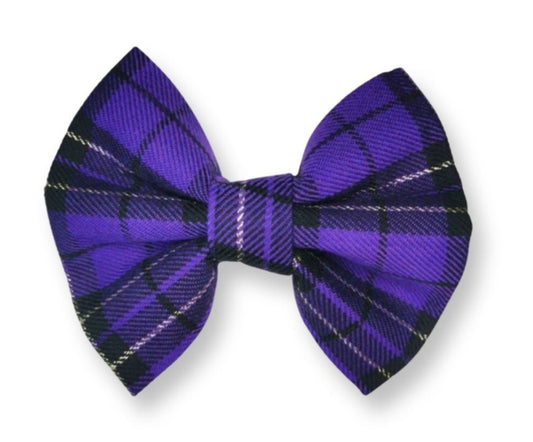 Purple Tartan Gold Lurex Pet Bowtie