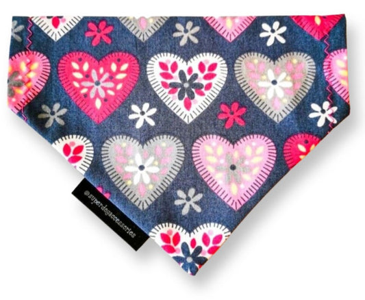 Hearts & Flowers Dog/Cat Slip On Bandana