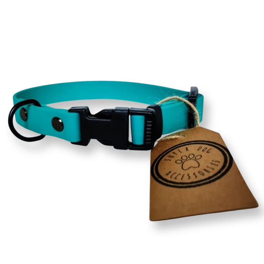 Teal Biothane Vegan Waterproof Quick Release Dog Collar