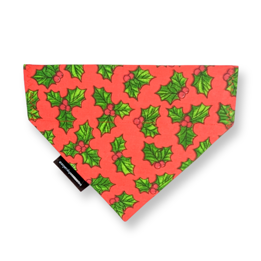 Christmas Red Holly Dog/Cat Slip On Bandana