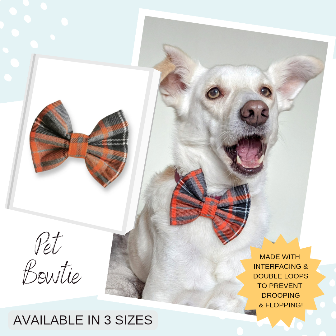 Orange Tartan Pet Bowtie