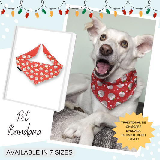 Red Christmas Pudding Dog Bandana | Scarf Tie On Bandana