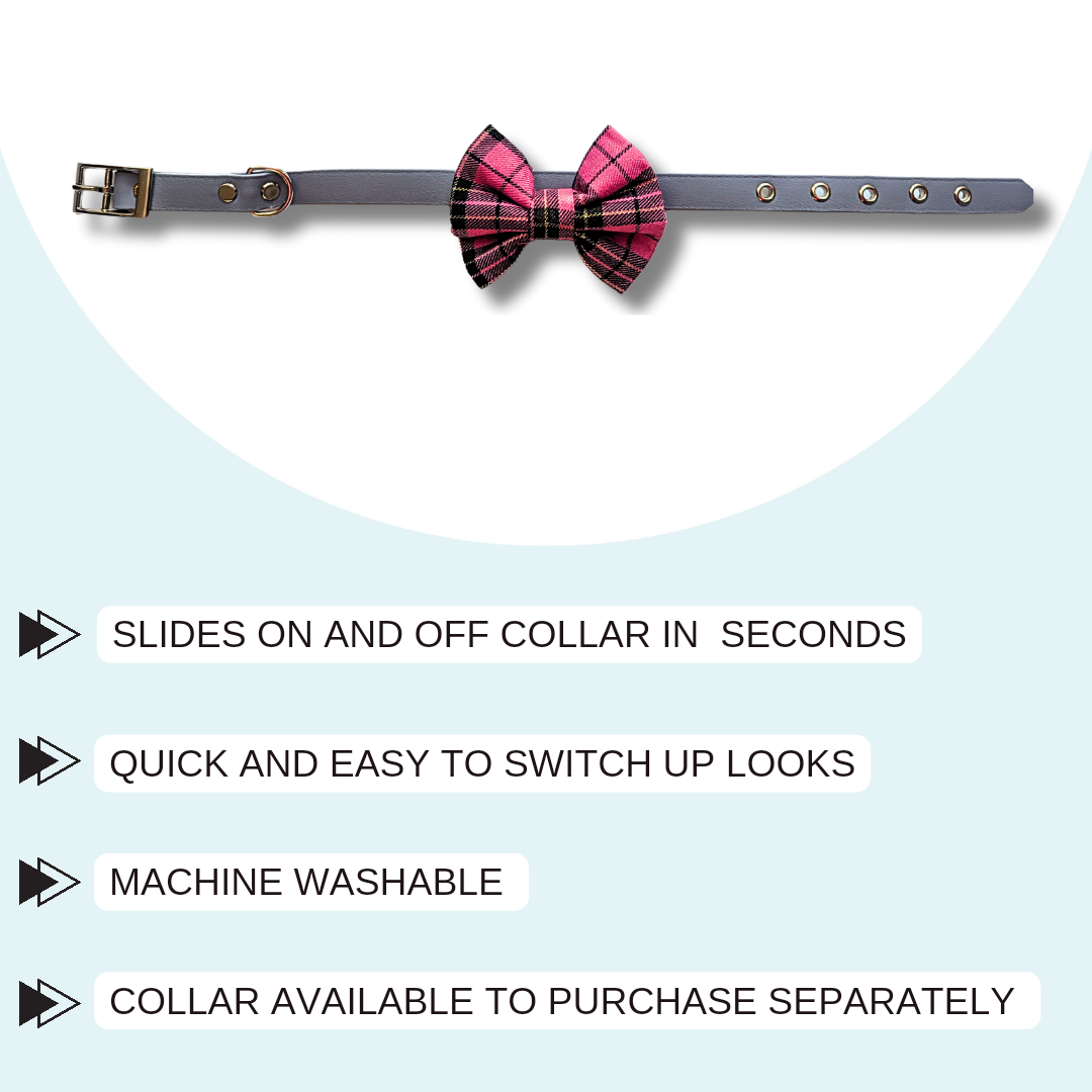 Pink Tartan Gold Lurex Pet Bowtie
