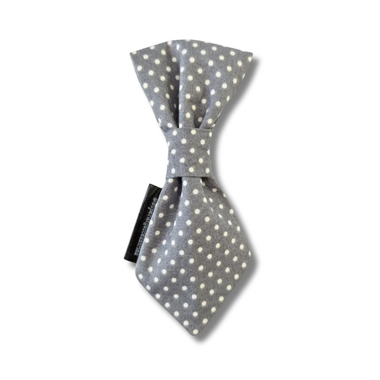 Grey Polka Dot Dog Tie