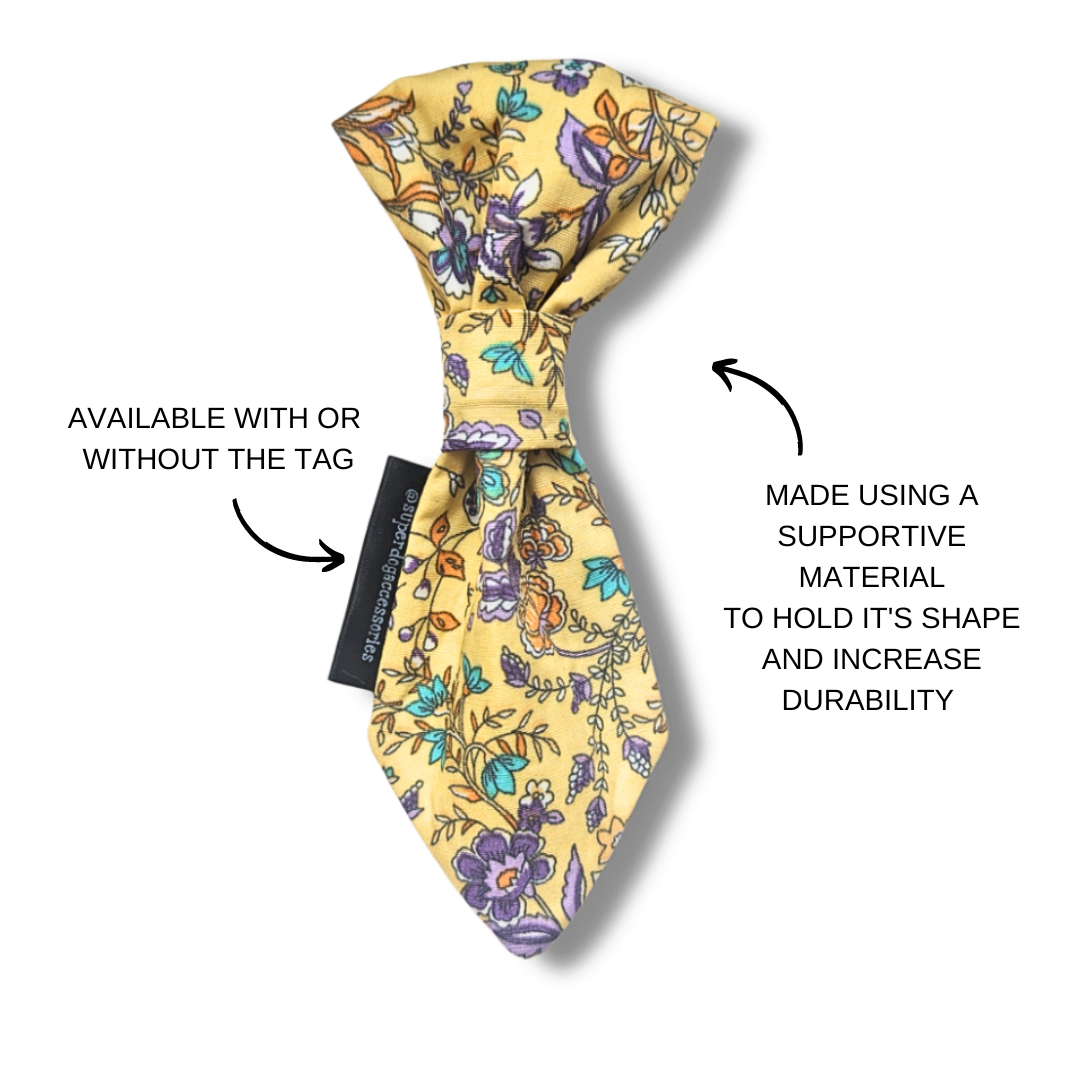 Yellow Floral Dog Necktie (Slides onto Collar)