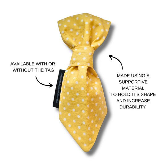 Yellow Polkadot Dog Slip On Necktie
