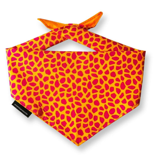 Orange Pink Leopard Print Dog Bandana | Scarf Tie On Bandana