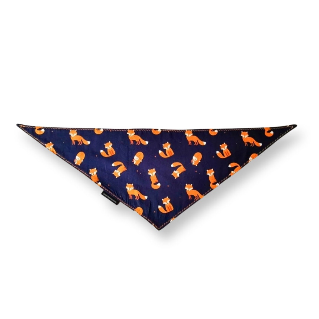 Navy Fox Dog Bandana | Scarf Tie On Bandana