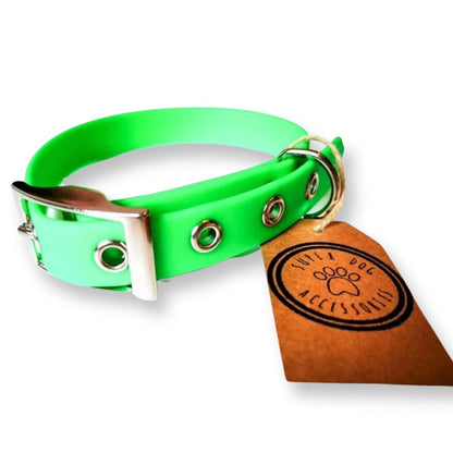 Bright Green Biothane Waterproof Vegan Buckle Dog Collar