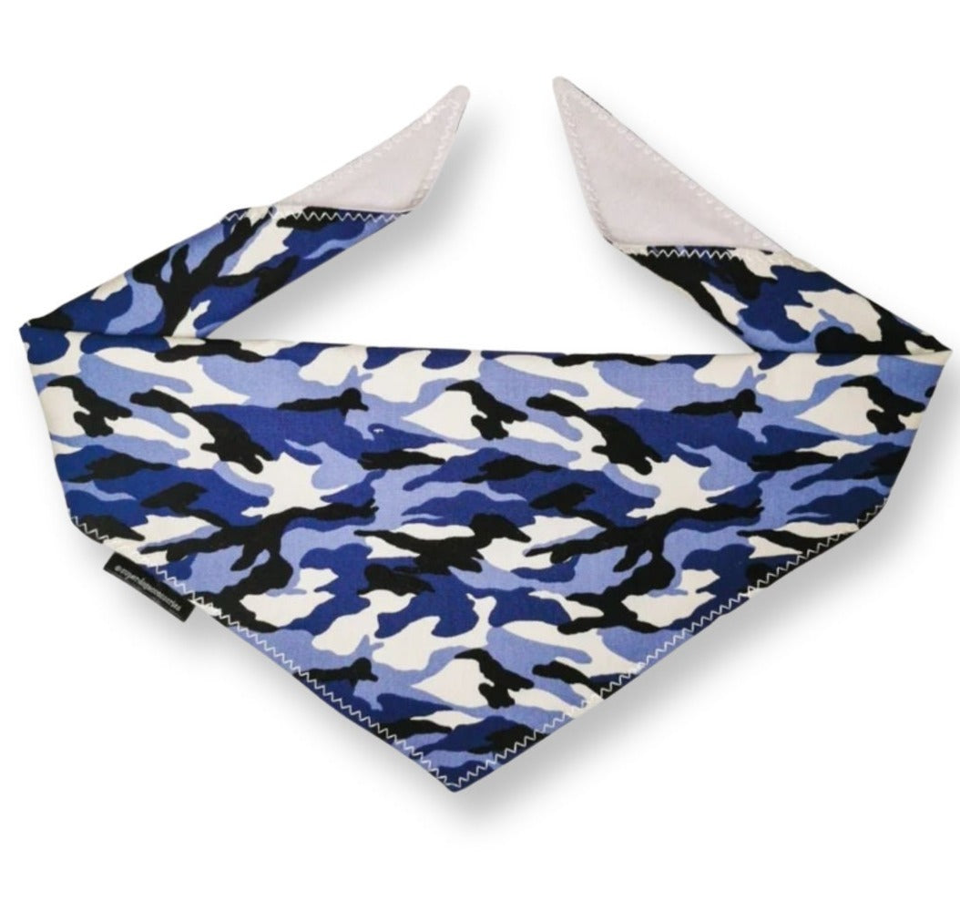 Blue Camouflage Print Bandana | Scarf Tie On Camo Dog Bandana