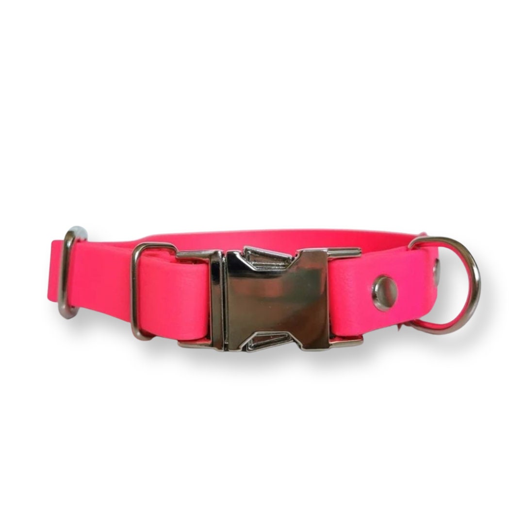 Hot Pink Biothane Vegan Waterproof Quick Release Dog Collar