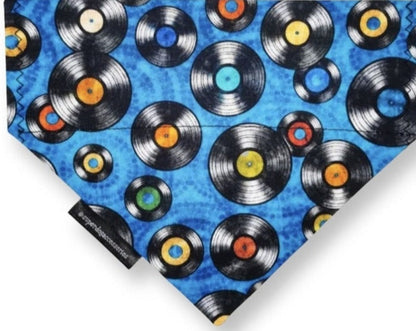 Blue Record Bandana Dog/Cat Slip On Bandana