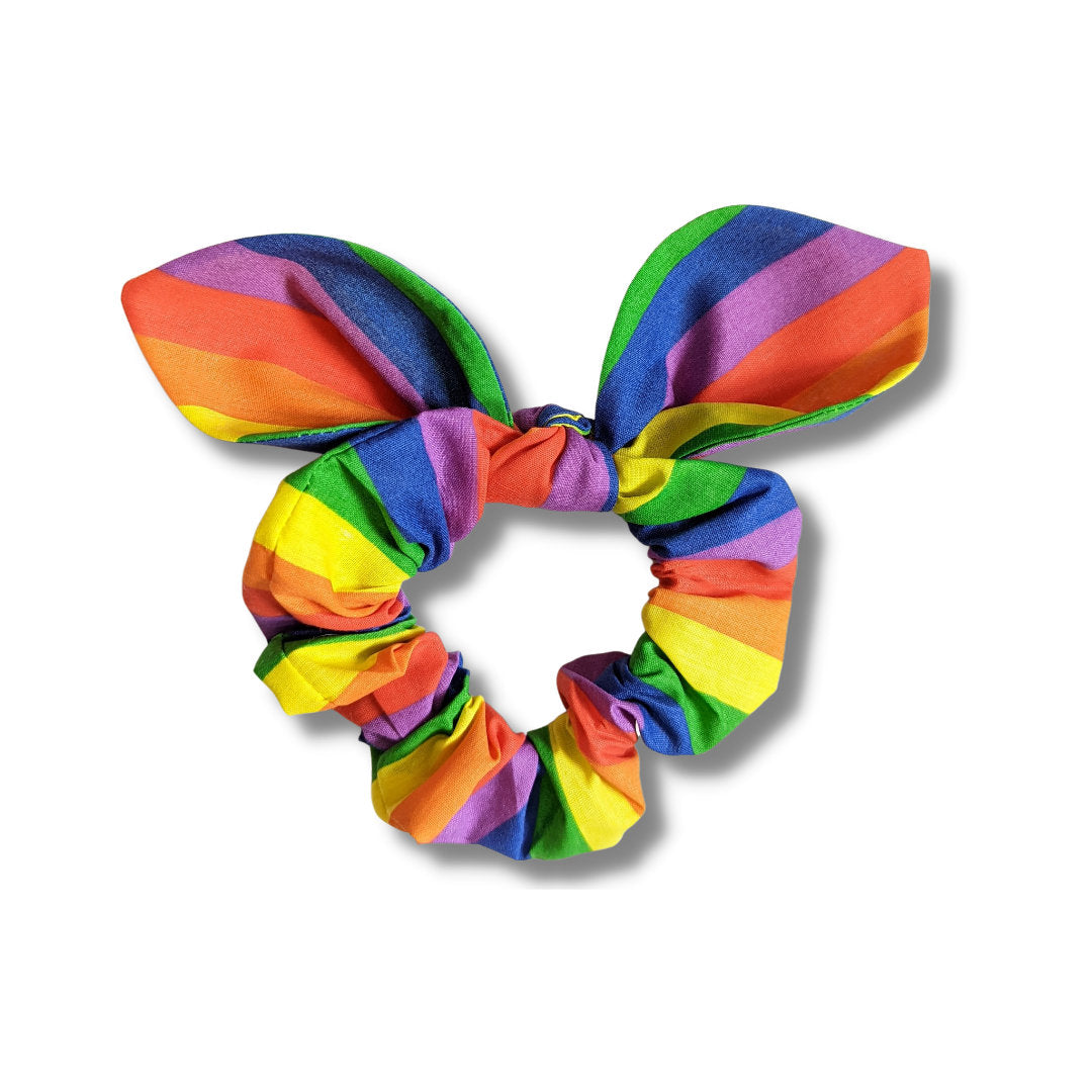 Rainbow Pride Scrunchie, Bunny Ear Scrunchie, Hair Accessories, Matching Pet Mum Accessories