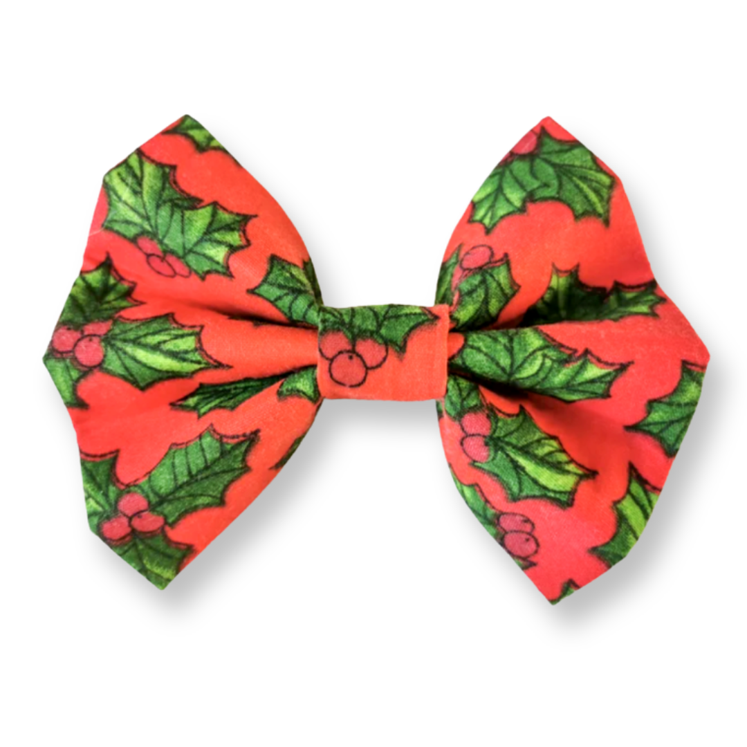 Christmas Red Holly Pet Bowtie