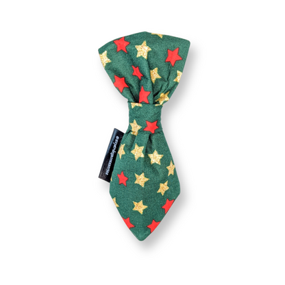 Green Christmas Star Dog Slip On Necktie